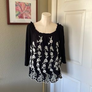 Off the shoulder embroidered top